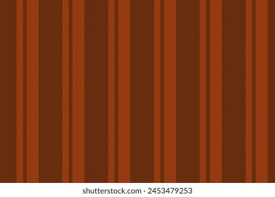 Vector fabric background of seamless lines pattern with a textile vertical stripe texture in orange color.
