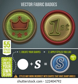 Vector fabric badges. 55 styles included for your design