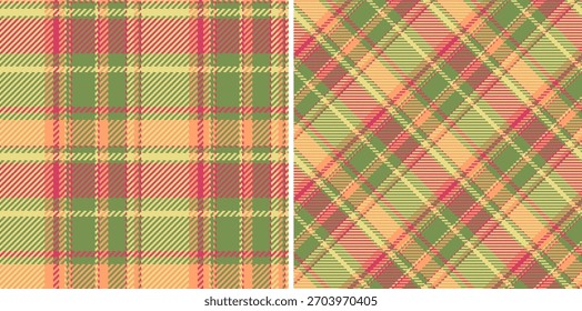 Vektor-Stoff-Check der Textur textilen Hintergrund mit einem Muster nahtlos Tartan kariert. Set in Frühlingsfarben für stylische Outfits für alle Familien.