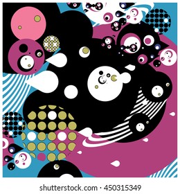 Vector fabric circles abstract colorful wallpaper pattern background