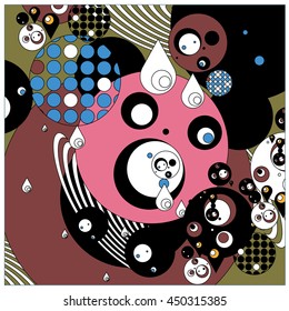 Vector fabric circles abstract colorful wallpaper pattern background