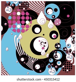 Vector fabric circles abstract colorful wallpaper pattern background