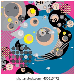 Vector fabric circles abstract colorful wallpaper pattern background