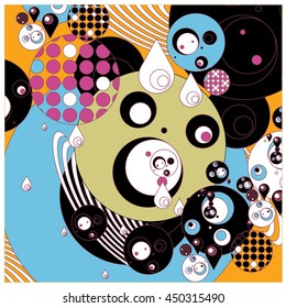 Vector fabric circles abstract colorful wallpaper pattern background