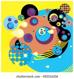 Vector fabric circles abstract colorful wallpaper pattern background