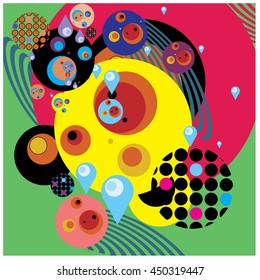 Vector fabric circles abstract colorful wallpaper pattern background