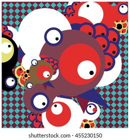 Vector fabric circles abstract colorful wallpaper pattern background