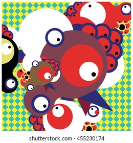 Vector fabric circles abstract colorful wallpaper pattern background