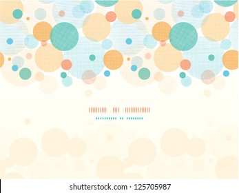 Vector fabric circles abstract seamless horizontal pattern background border with hand drawn elements