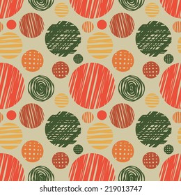 Vector fabric circles abstract seamless pattern background  color elements