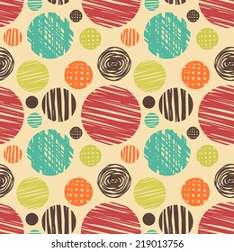 Vector fabric circles abstract seamless pattern background  color elements