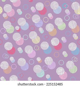 Vector fabric circles abstract seamless pattern background 