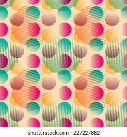 Vector fabric circles abstract seamless pattern background  with hand drawn elements