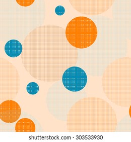 Vector fabric circles abstract seamless pattern background