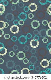 Vector fabric circles abstract seamless pattern background with hand drawn element.