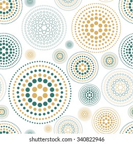 Vector fabric circles abstract seamless pattern background  with hand drawn elements art