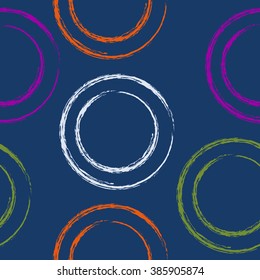 Vector fabric circles abstract seamless pattern. 