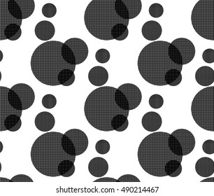 Vector fabric circles abstract seamless pattern background with hand drawn elements