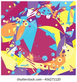 Vector fabric circles and random fractal abstract colorful wallpaper pattern background