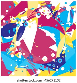 Vector fabric circles and random fractal abstract colorful wallpaper pattern background