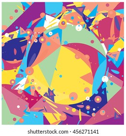 Vector fabric circles and random fractal abstract colorful wallpaper pattern background