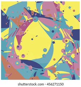 Vector fabric circles and random fractal abstract colorful wallpaper pattern background