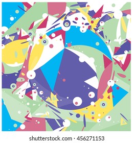 Vector fabric circles and random fractal abstract colorful wallpaper pattern background