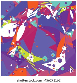 Vector fabric circles and random fractal abstract colorful wallpaper pattern background