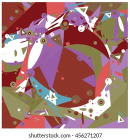 Vector fabric circles and random fractal abstract colorful wallpaper pattern background