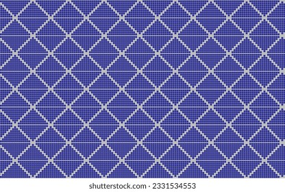 Vektorgrafik von Stoffmustern. Asiatischer, traditioneller, nahtloser Hintergrund. Kreuzstich. Geometrisches ethnisches Muster. Pixel-Grafik. Pixelmuster Stickereigrafik für Bekleidung, Gewebe, Batik, Kleidung