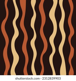 Vector fabric pattern illustration brown background abstract unbalance stripe brown strip patterns cute brown color wave wavy earth wallpaper.