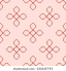 Vector fabric pattern illustration pink background pixel cross stitch abstract flower pink patterns cute vertical pink pastel color tone valentine day pink gold background wallpaper.