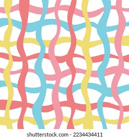 Vector fabric pattern illustration white background abstract unbalance line cross patterns cute 45 degree vertical Pink red yellow blue pastel color different size illustration wallpaper abstract.