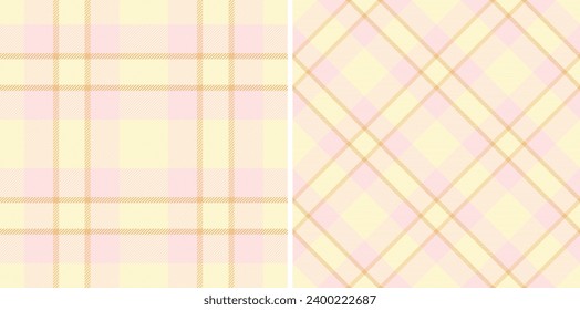 Vector fabric plaid of seamless texture pattern with a tartan textile check background. Set in light colors in stylish wrapping options for gifts.