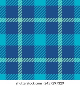 Vector fabric seamless of texture textile check with a pattern tartan background plaid in blue and cyan colors.