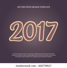Vector fabric stitched 2017 year poster design, calendar cover