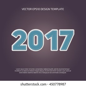 Vector fabric stitched 2017 year poster design, calendar cover