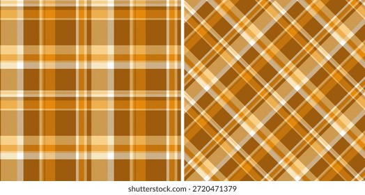Tartan de tecido vetorial de textura sem costura de fundo com uma verificação de padrão de tecido xadrez. Definido em cores da natureza para cobertor acolhedor.