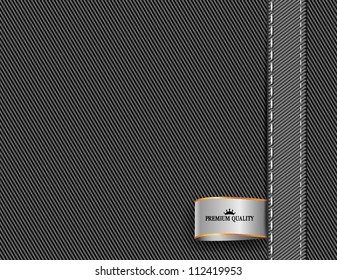 vector fabric textile background with ribbon tag