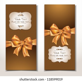 vector fabric textile banners with gold bow