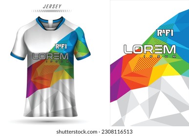 Vector fabric textile design for sport tshirt soccer jersey mockup for football club uniform front view