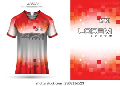 Vector fabric textile design for sport tshirt soccer jersey mockup for football club uniform front view