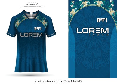 Vector fabric textile design for sport tshirt soccer jersey mockup for football club uniform front view
