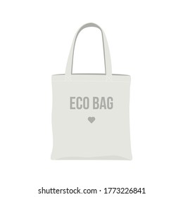 Vector fabric textile eco bag isolated on white background