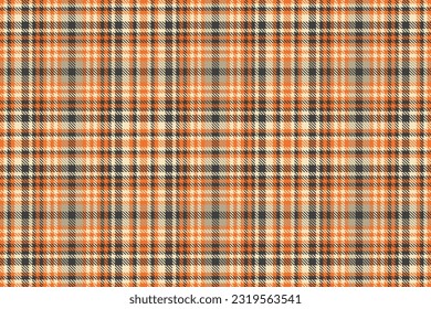 Vector fabric textile of seamless pattern plaid with a tartan check texture background in orange and light colors.