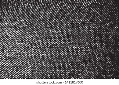 Vector fabric texture. Distressed texture of weaving fabric. Grunge background. Abstract halftone vector illustration. Overlay over any design to create interesting vintage rustic effect and depth.