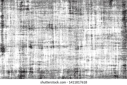 Vector fabric texture. Distressed texture of weaving fabric. Grunge background. Abstract halftone vector illustration. Overlay over any design to create interesting vintage rustic effect and depth.