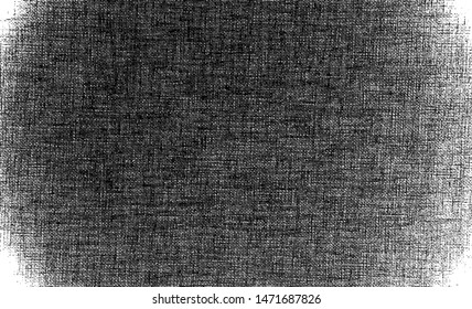 Vector fabric texture. Distressed texture of weaving fabric. Grunge background. Abstract halftone vector illustration. Overlay to create interesting effect and depth. Black isolated on white. EPS10.