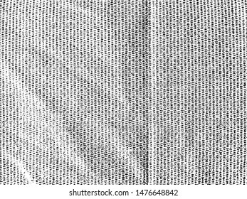 Vector fabric texture. Distressed texture of weaving fabric. Grunge background. Abstract halftone vector illustration. Overlay to create interesting effect and depth. Black isolated on white. EPS10.