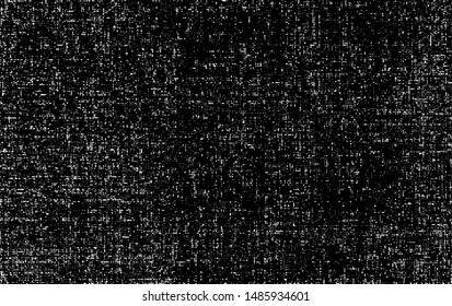 Vector fabric texture. Distressed texture of weaving fabric. Grunge background. Abstract halftone vector illustration. Overlay for interesting effect and depth. Black isolated on white background.